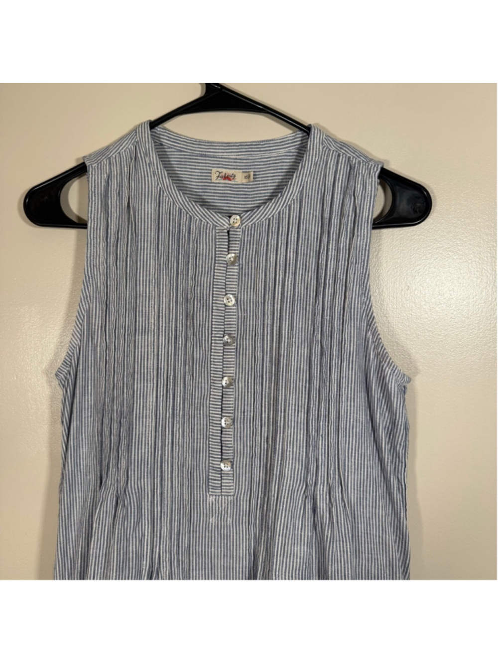 Faherty Isha Washed Linen Dress XS Blue Mini Beach Coastal Summer Natural - Picture 5 of 8